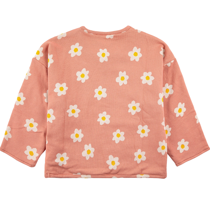 bobo choses baby little flower buttoned sweatshirt - salmon pink