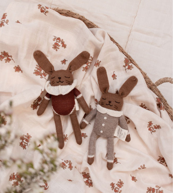 main sauvage bunny soft toy - sienna check pyjamas