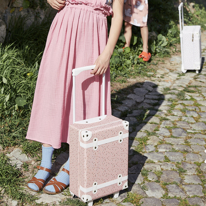 olli ella see-ya suitcase - pink daisies