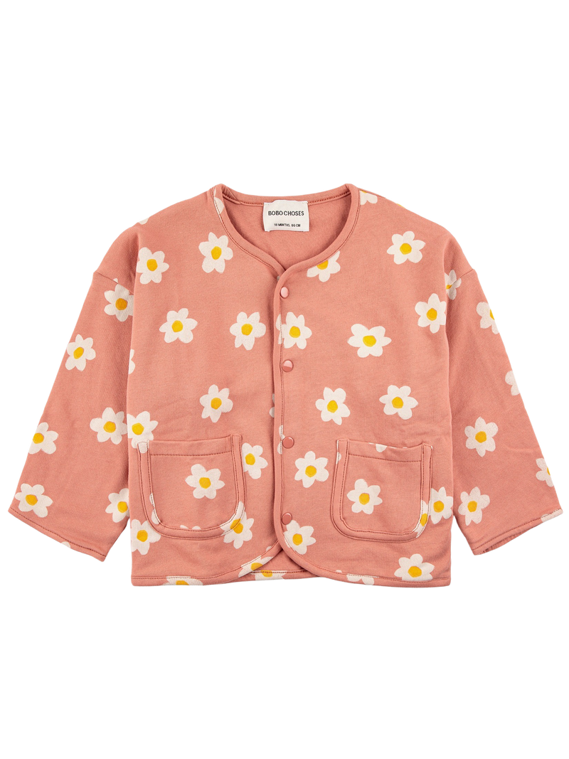 bobo choses baby little flower buttoned sweatshirt - salmon pink