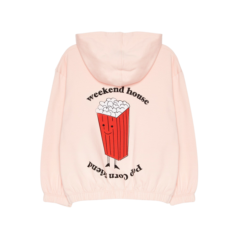 weekend house kids pop corn zip up hoodie - pink