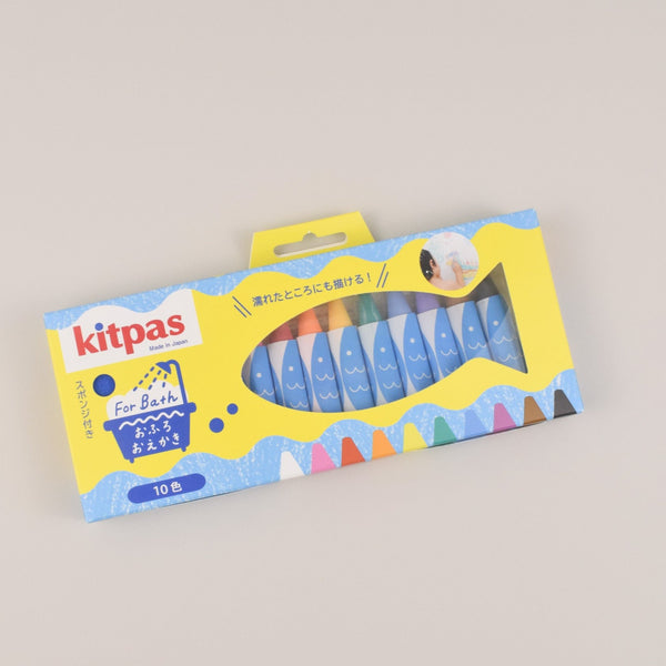 kitpas crayons for bath 10 colours with sponge