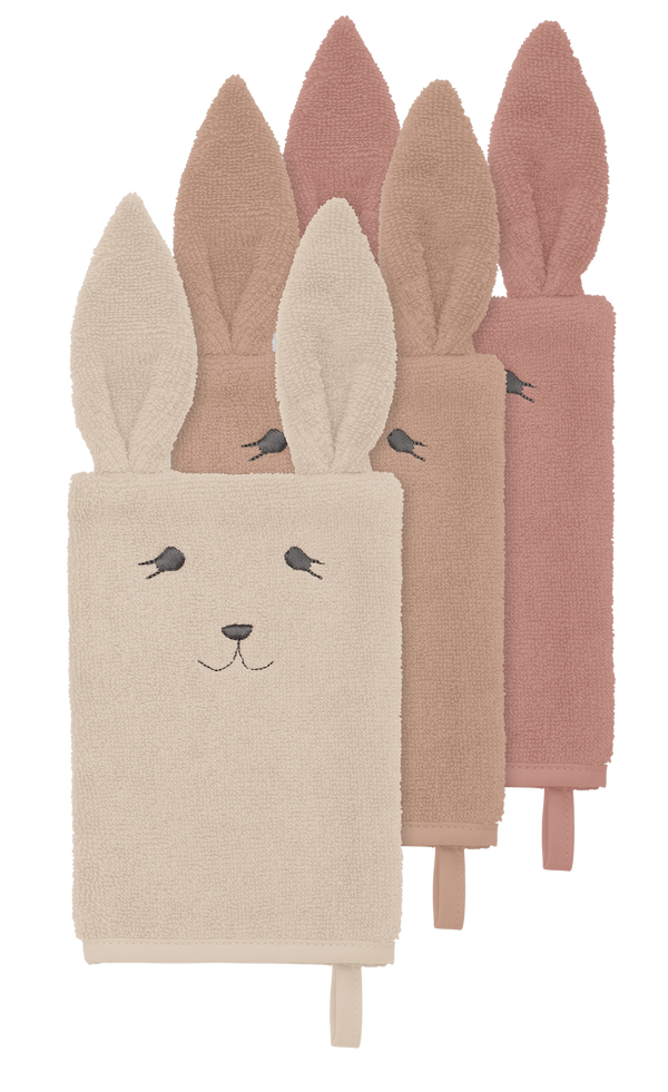 konges animal washcloth - rose bunny